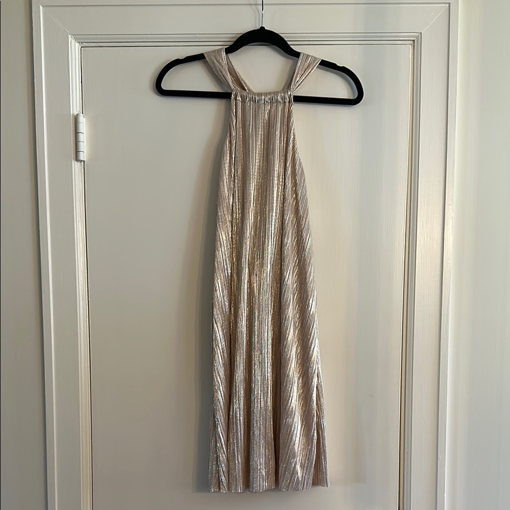 Shimmering Gold Metallic Halter Dress Size Medium